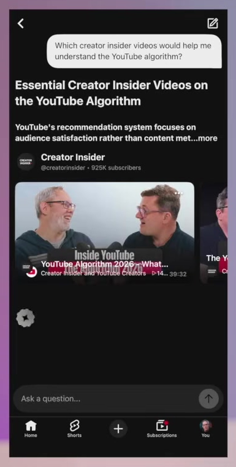Ask YouTube auf dem Smartphone: KI-Antwort mit passenden Videos zu einer Suchfrage